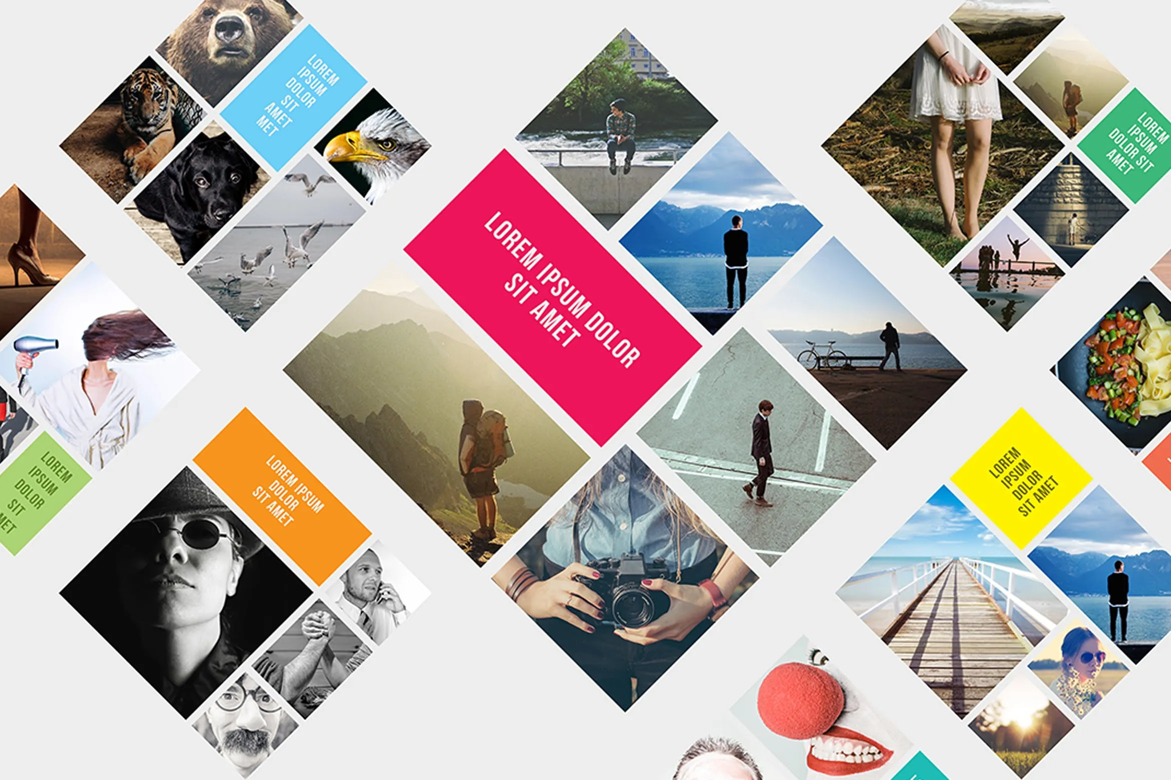 菱形相框照片预览样机素材库精选模板 Rhombic Photo Frame Templates插图