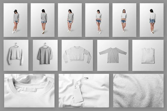 女士长袖T恤模特上身效果样机模板v10 Ultimate Apparel Mockup Vol. 10插图(5)