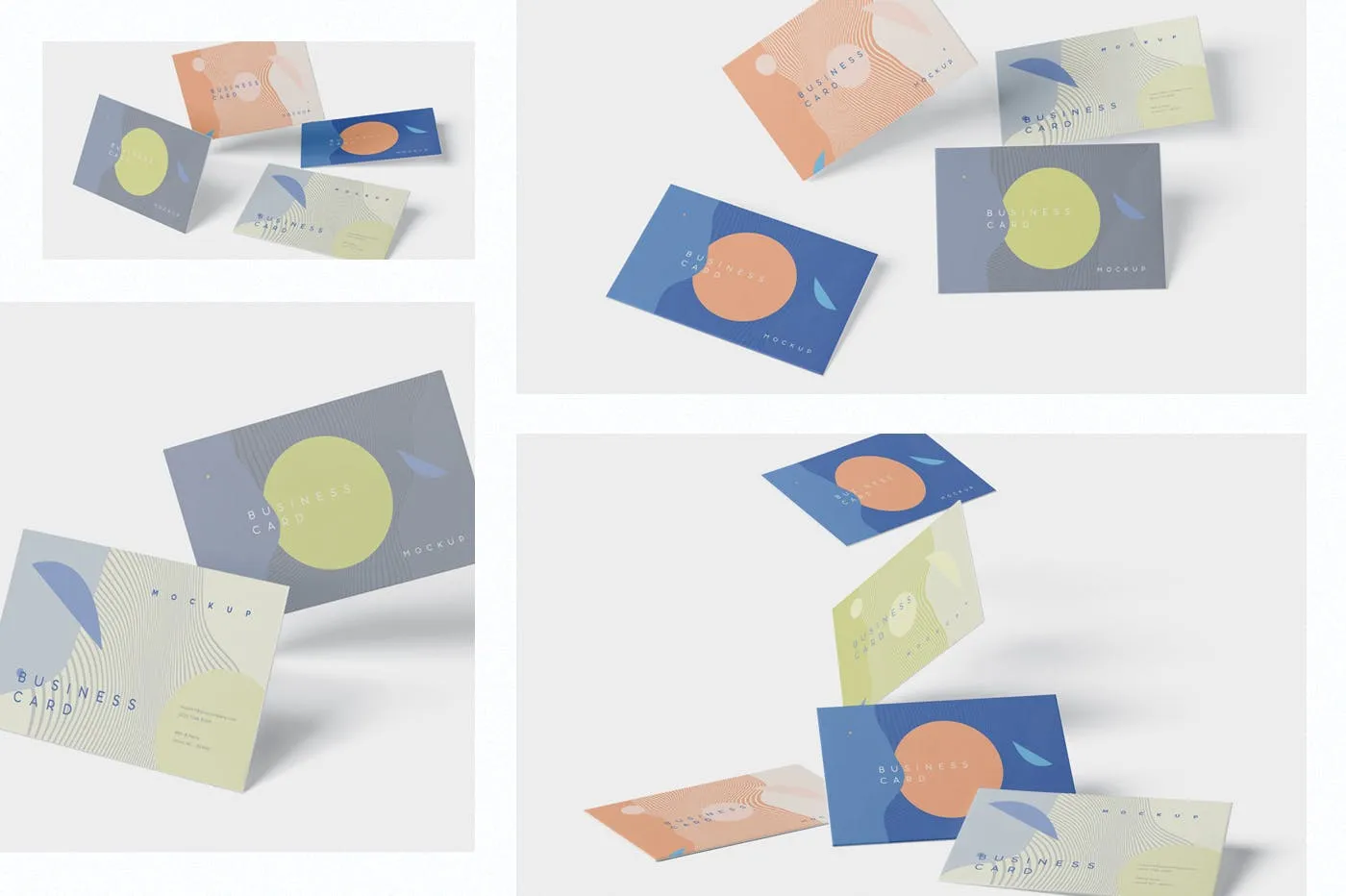 企业名片设计散落效果图样机模板 Business Card Mock-Up插图(1)