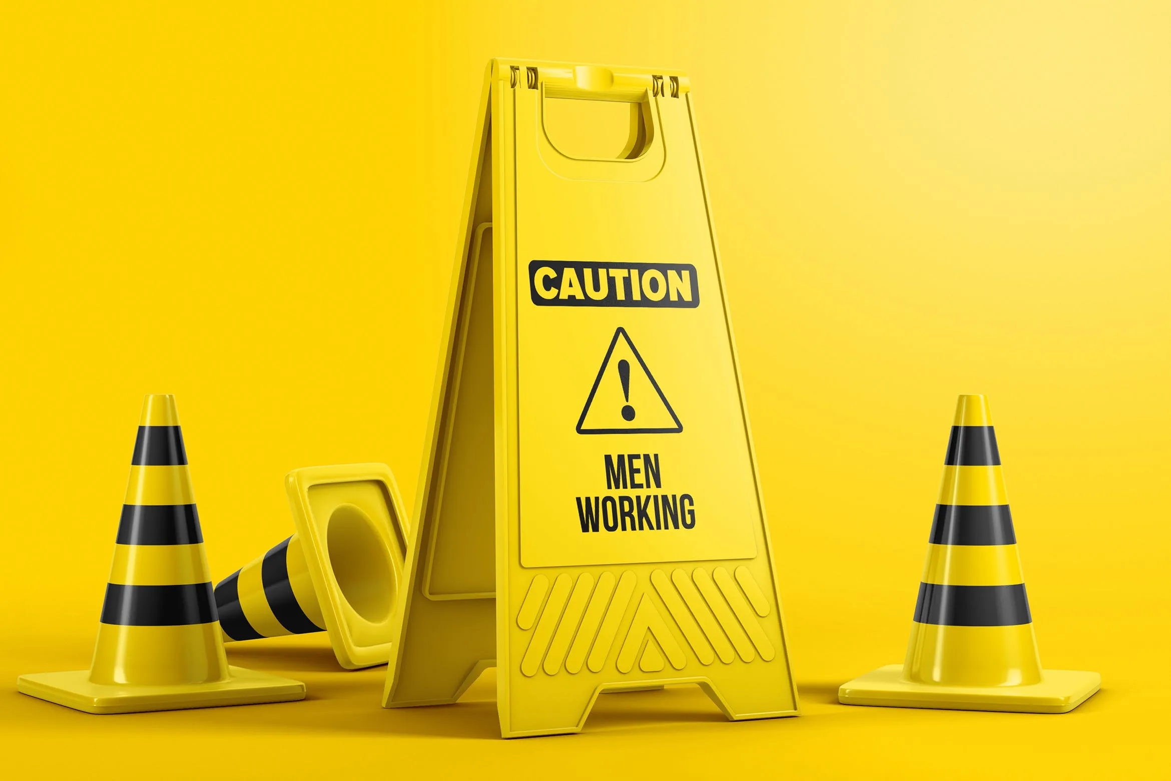 塑料地板警示牌设计图样机像素设计精选模板 Plastic Caution Floor Sign Board Mockup