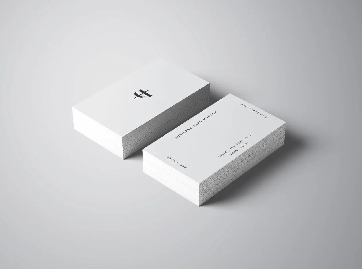 企业名片设计效果图等距网格样机模板 Business Cards Mockup插图(2)