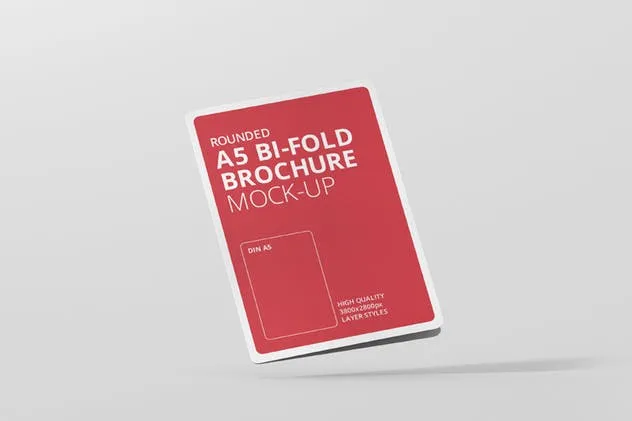 A5尺寸圆角双折页宣传册设计效果图样机素材库精选 A5 Bi-Fold Brochure Mock-Up – Round Corner插图(7)
