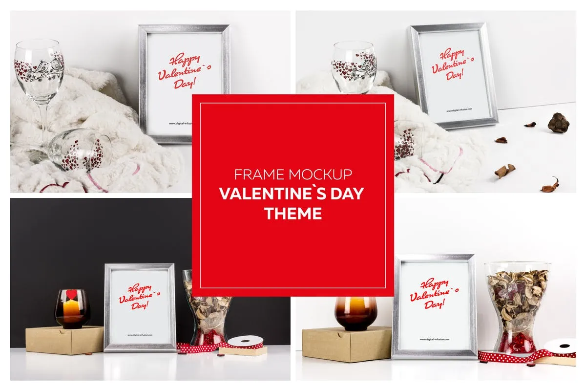 情人节主题画框相框样机模板 Frame Mockup#8211; Valentin`s Day Theme