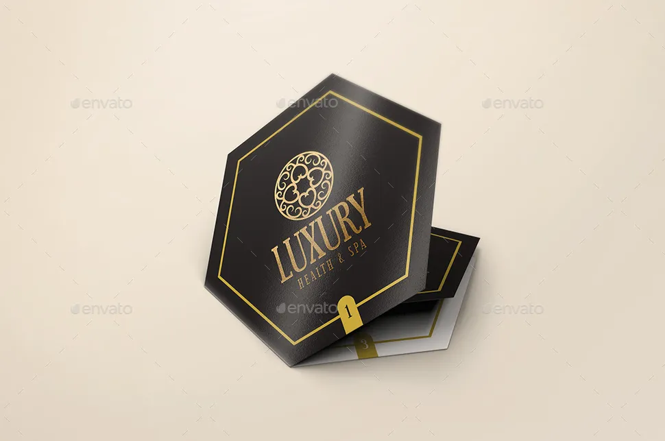 六边形折页宣传小册样机 Hexahedron Trifold Brochure Mock-Up插图(5)
