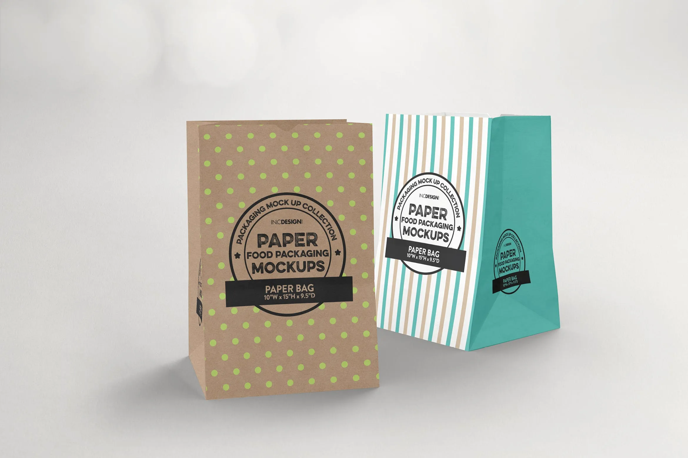 杂货纸袋包装设计效果图像素设计精选 Grocery Paper Bags Packaging Mockup