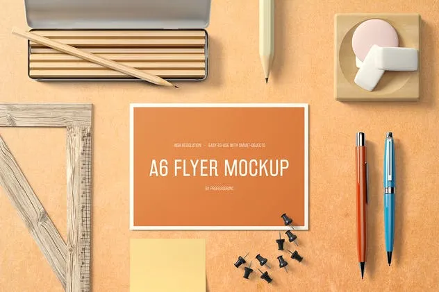 A6时尚横向传单样机套装2 A6 Landscape Flyer Mockup Set 2插图(3)