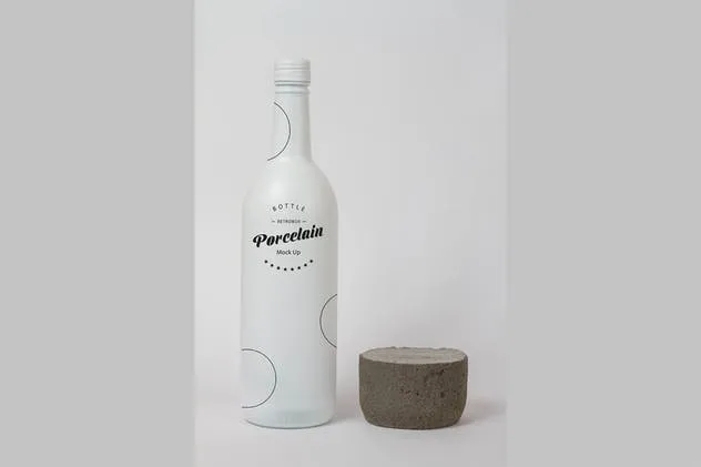 白色铝制饮料瓶外观设计效果图素材库精选 Porcelain Bottle Mock Up插图(3)