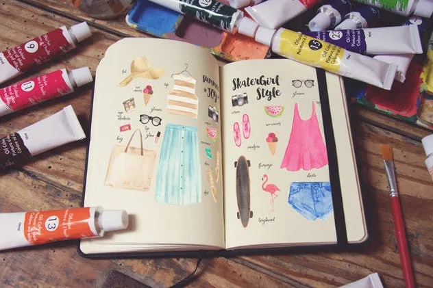 水彩画创作画室场景袖珍笔记本样机模板v5 Pocket Notebook Vertical Zoom插图(2)