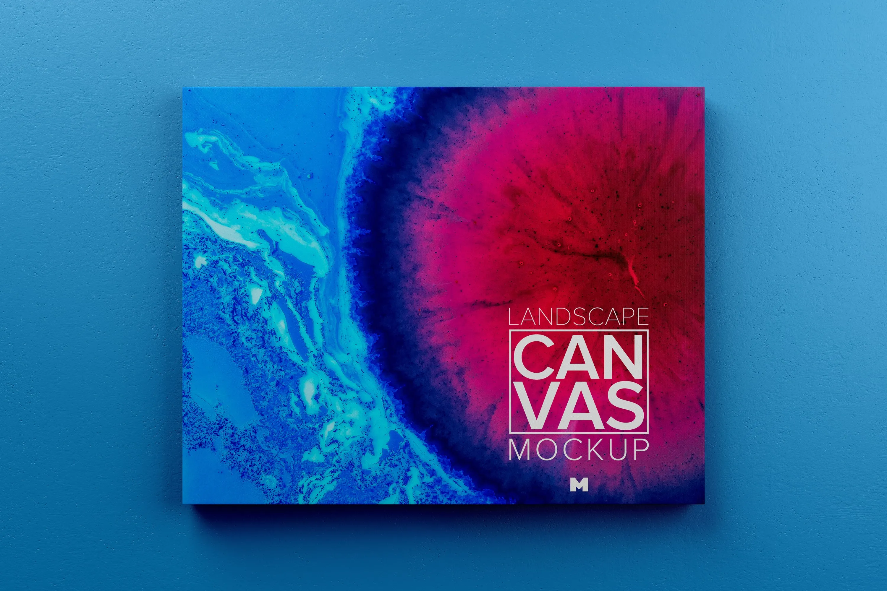 挂墙画布画框前视图样机模板素材02 Landscape Canvas Frame Mockup Hanging on Wall in Front View 02插图(1)