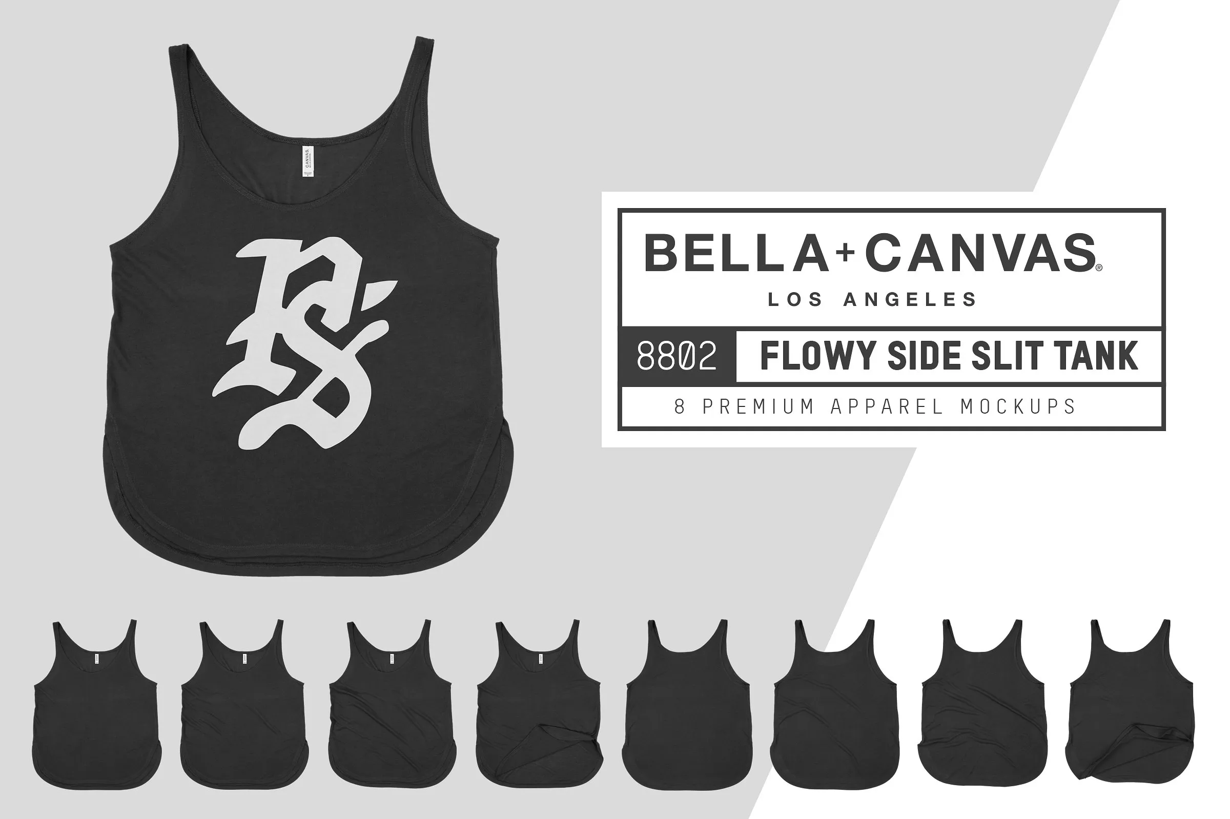 男士运动吊带背心服装样机 Bella Canvas 8802 Side Slit Tank