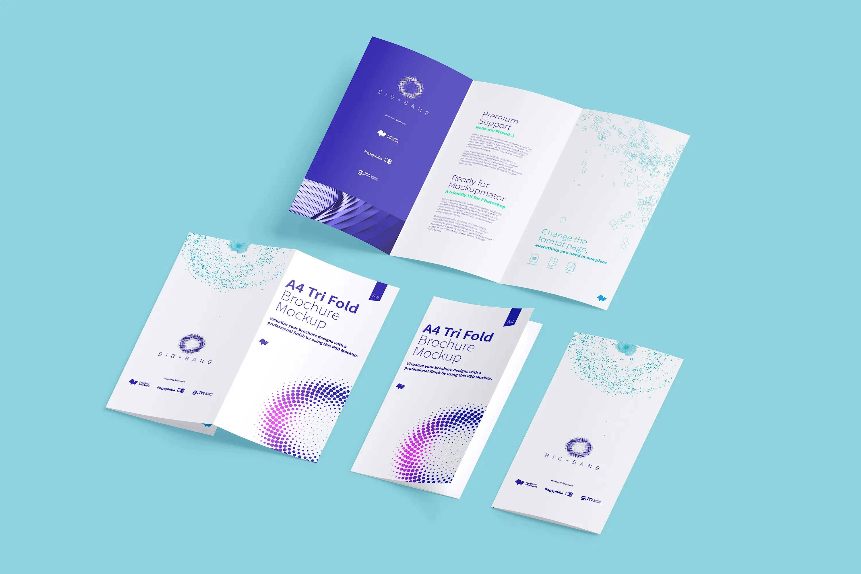 A4大小三折页企业宣传传单设计效果图样机模板05 A4 Trifold Brochure Mockup 05插图(4)