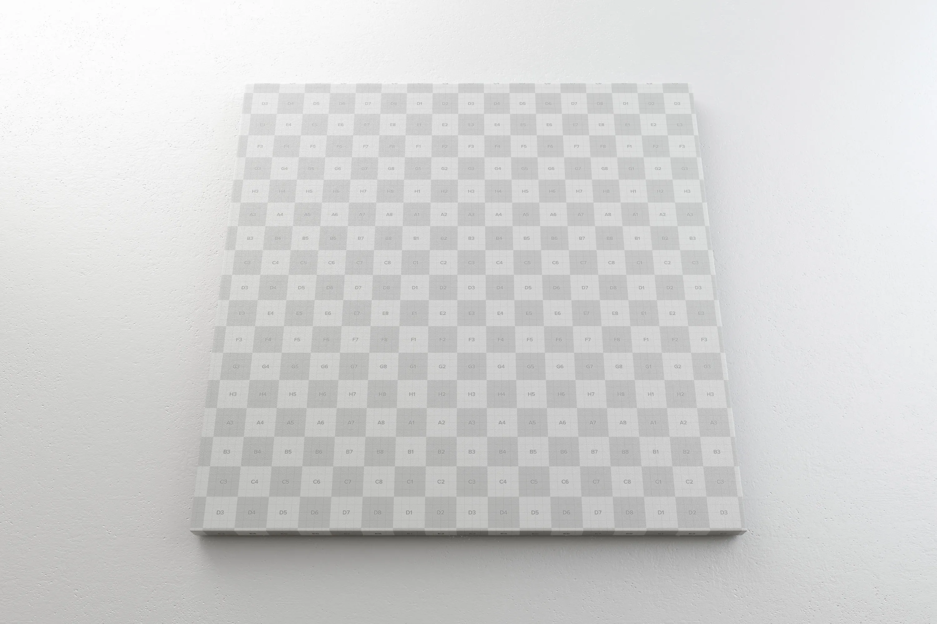 油画绘画作品挂墙展览画布底部前视图样机 Square Canvas Mockup Hanging on Wall, Bottom Front View插图(1)