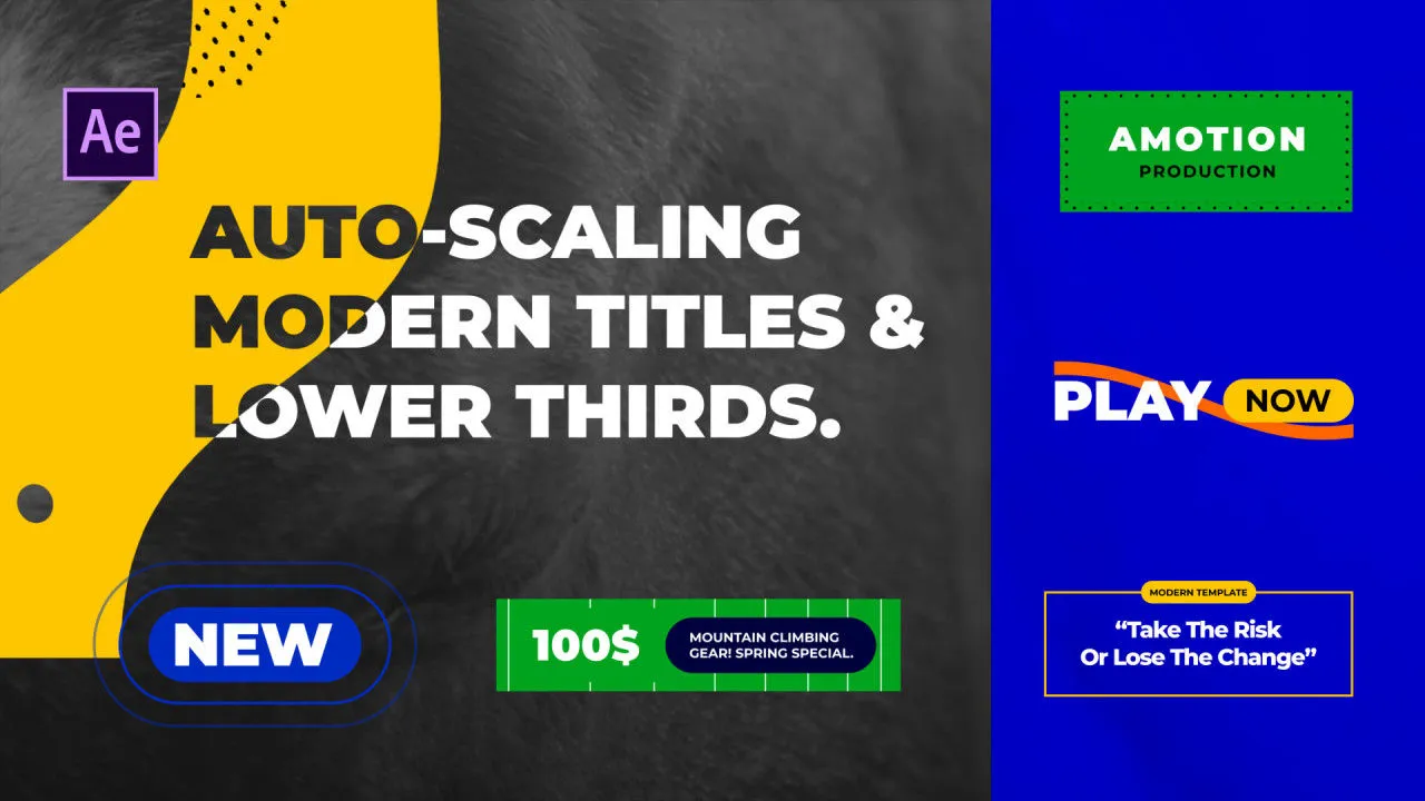 6个标题降低三分之二自动缩放像素设计精选AE模板