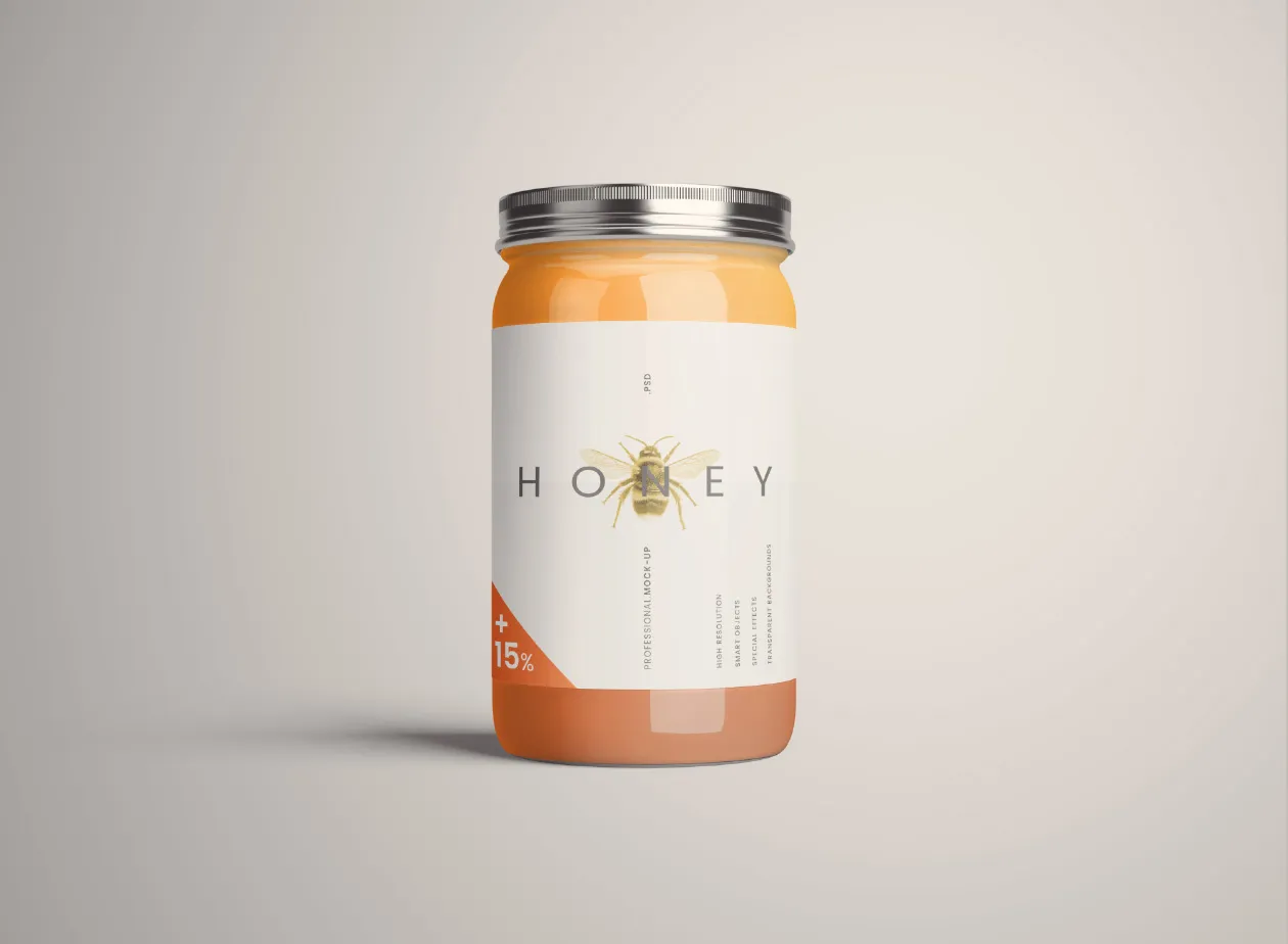 蜂蜜玻璃罐子外观展示样机插图(14)