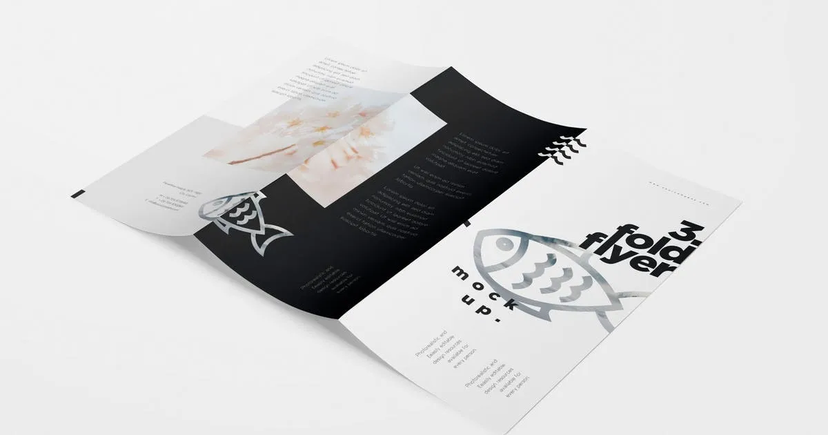 三折传单设计效果图样机 Tri-Fold Flyer Mockups