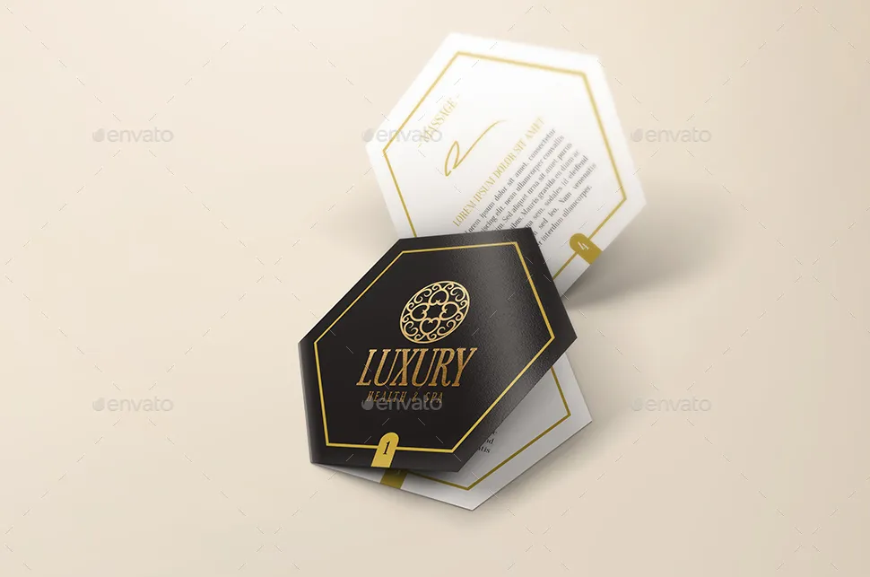 六边形折页宣传小册样机 Hexahedron Trifold Brochure Mock-Up插图(7)