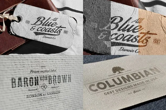 复古服饰吊牌印刷品牌Logo徽标样机套装Vol.2 Logo Mock-ups Vol.2插图(4)