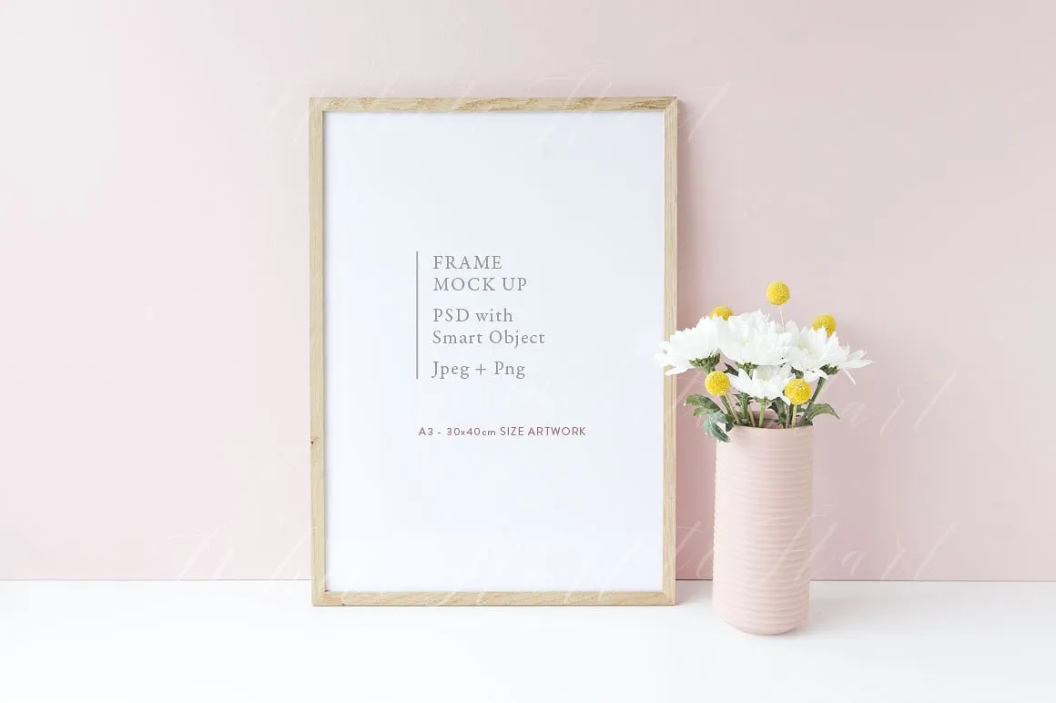 现代简约白色画框相框样机模板 Wooden frame mock up#8211; 30x40cm