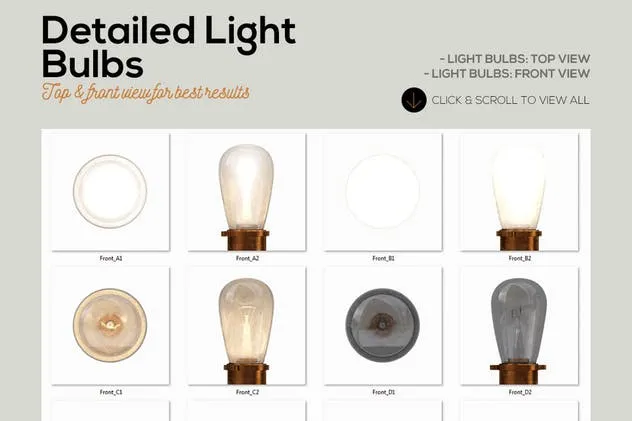 大帐篷灯泡装饰金属字体场景模板2 Marquee Light Bulbs Front 2 – Font Without Bulbs插图(3)