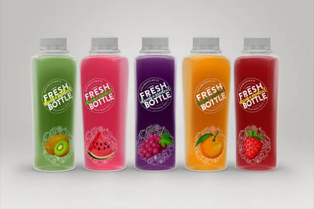 果汁瓶包装外观设计样机模板 Juice Bottle Set Packaging MockUp插图(3)