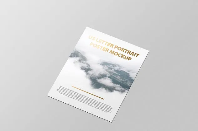 美国信纸规格海报传单/信头样机 US Letter Portait Flyer / Letterhead Mockup插图(15)