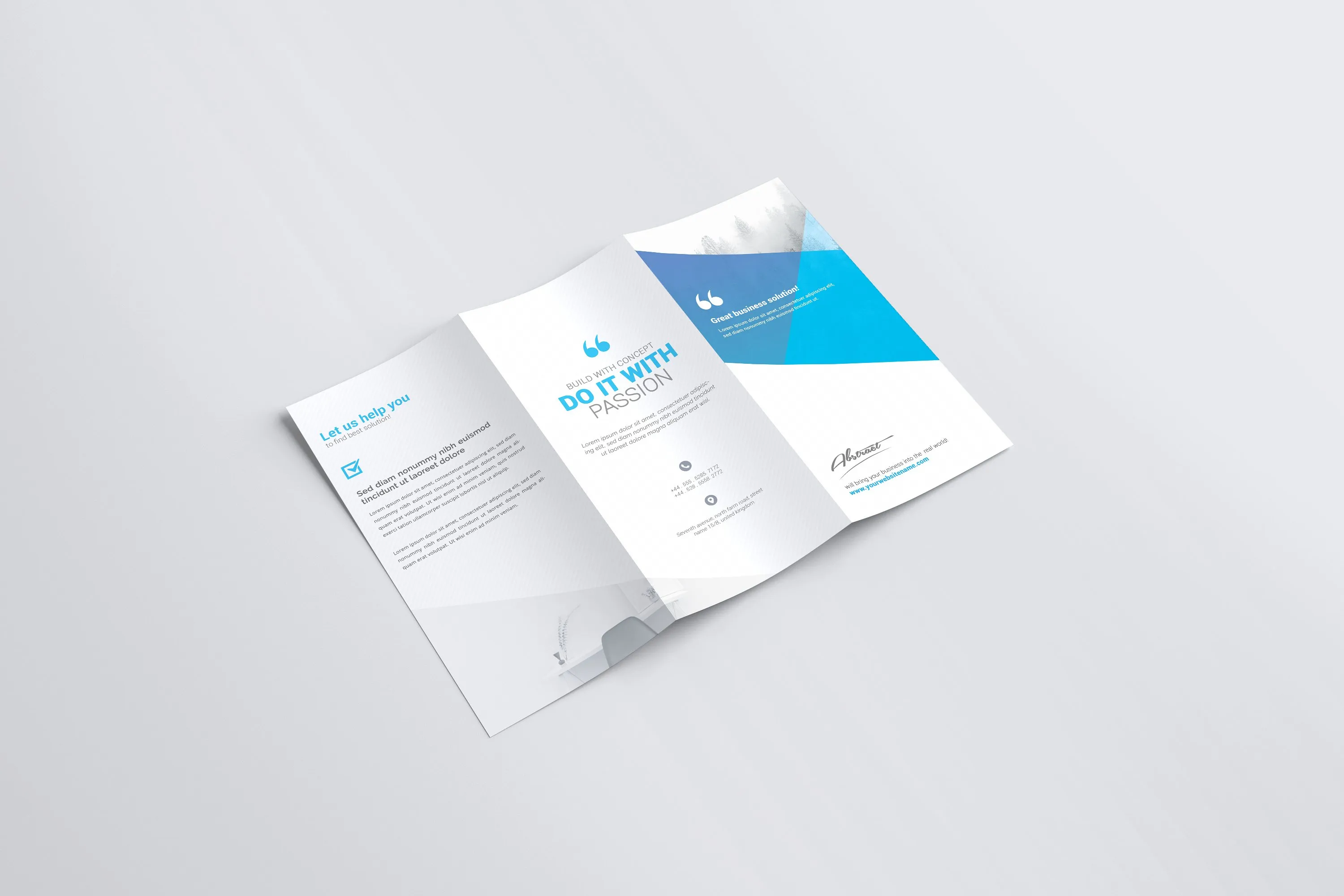 A4折页小册样机 A4 Trifold Brochure Mock-Ups插图(3)