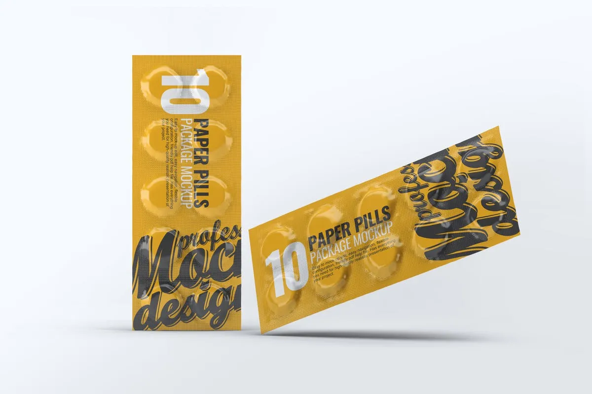 药物箔纸包装外观设计样机 Paper Pills Package Mock-Up插图