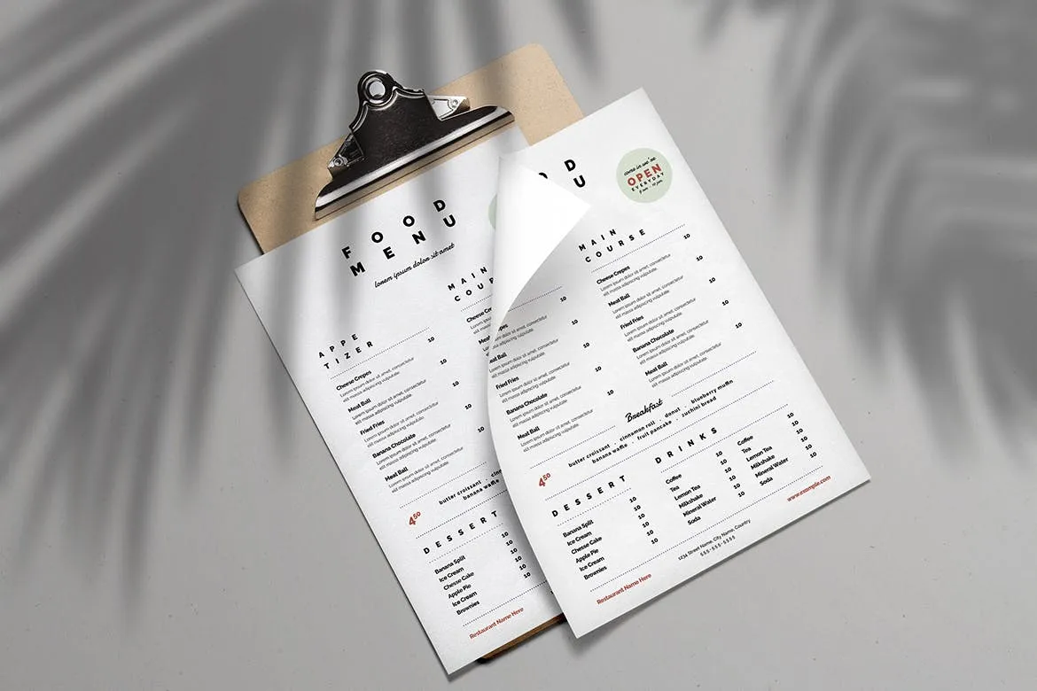 超简约冷饮奶茶店适用的菜单设计模板 Clean & Simple Food Menu插图(1)