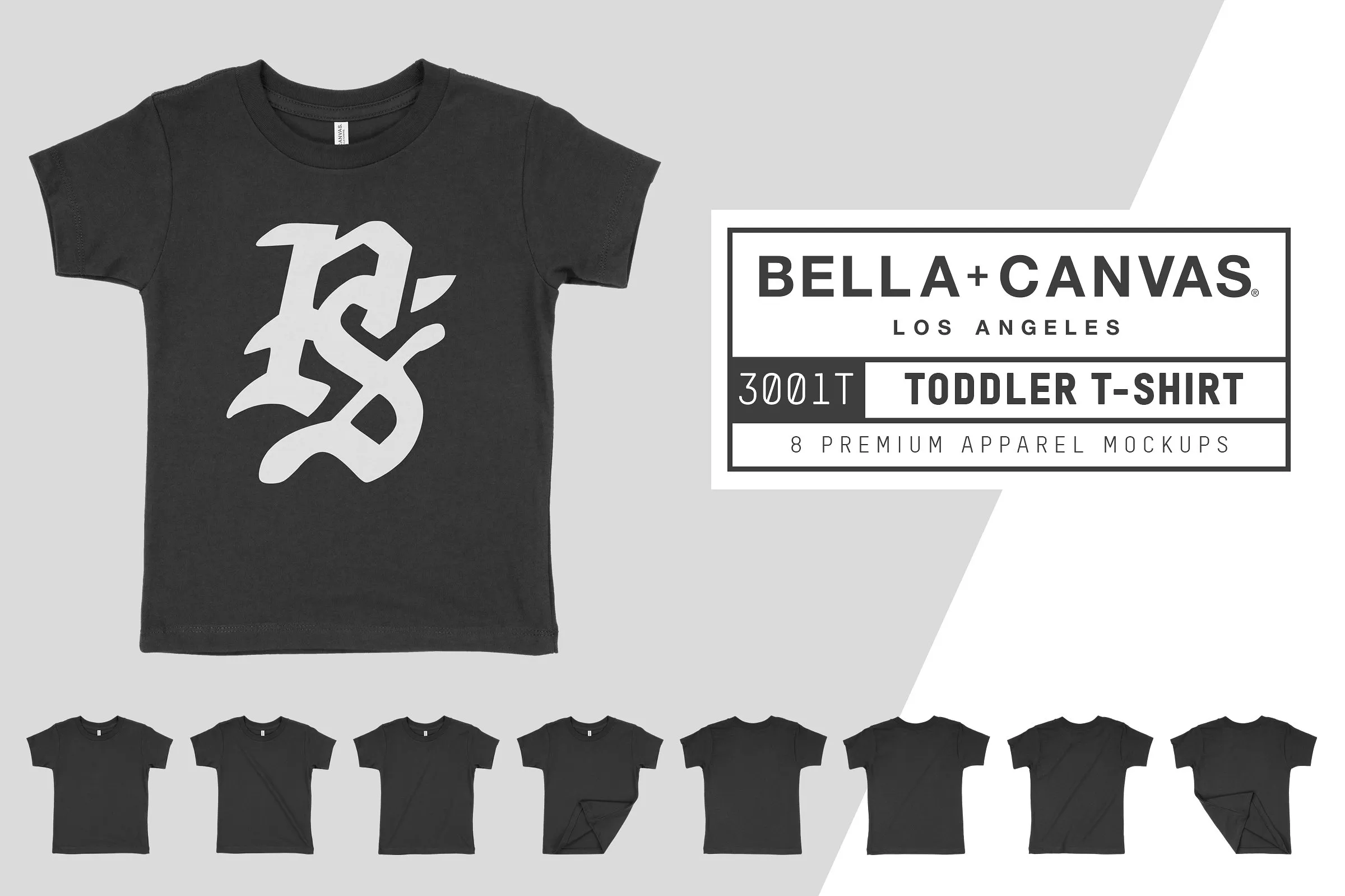 儿童休闲运动款T恤服装样机 Bella Canvas 3001T Toddler T-Shirt插图