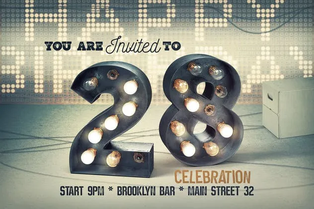 大帐篷灯泡装饰金属字体场景模板5 Marquee Light Bulbs Chaos 5 – Black Lettering插图(11)