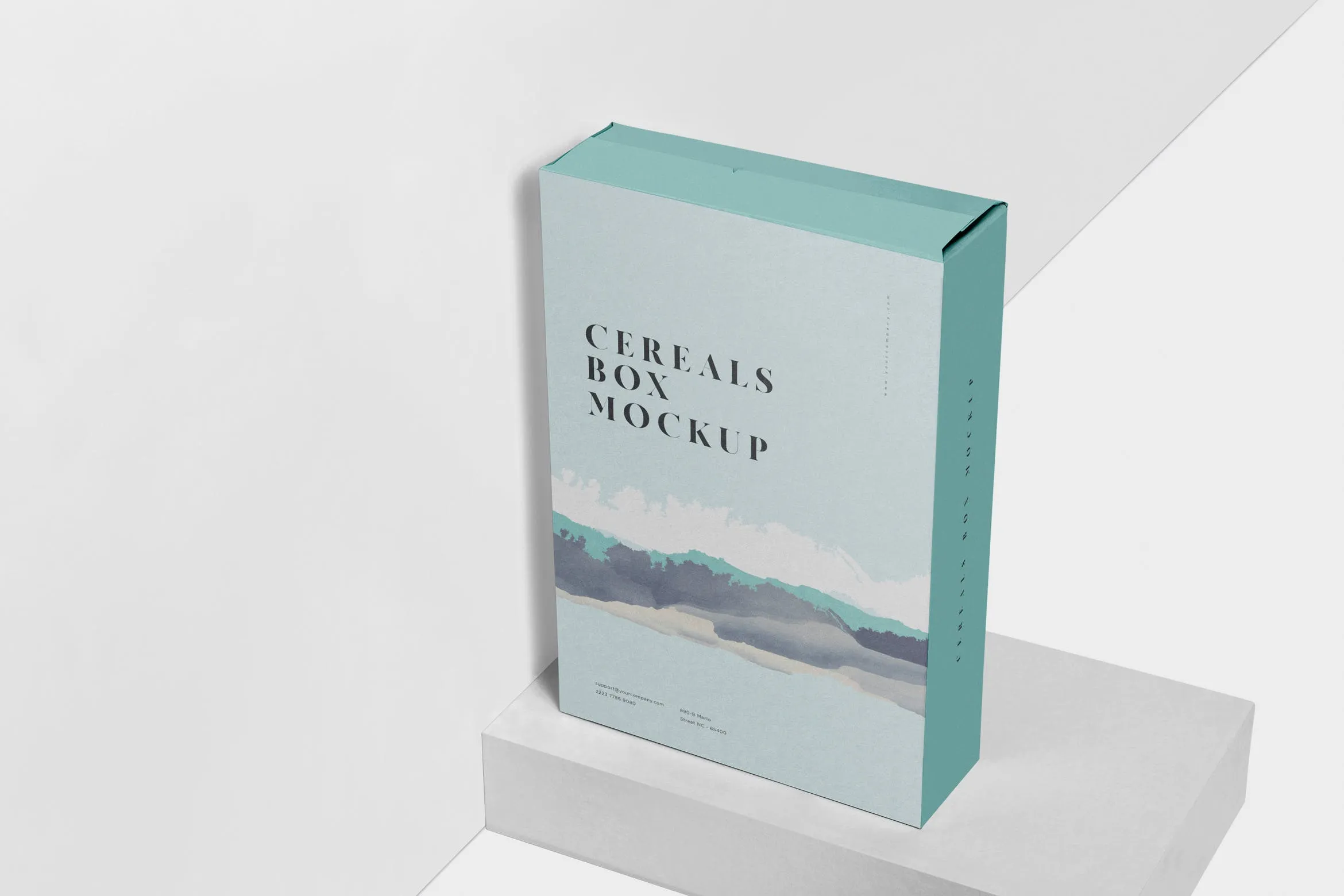 大尺寸麦片盒包装外观设计像素设计精选 Cereals Box Mockup#8211; Big Size in Rectangular Shape