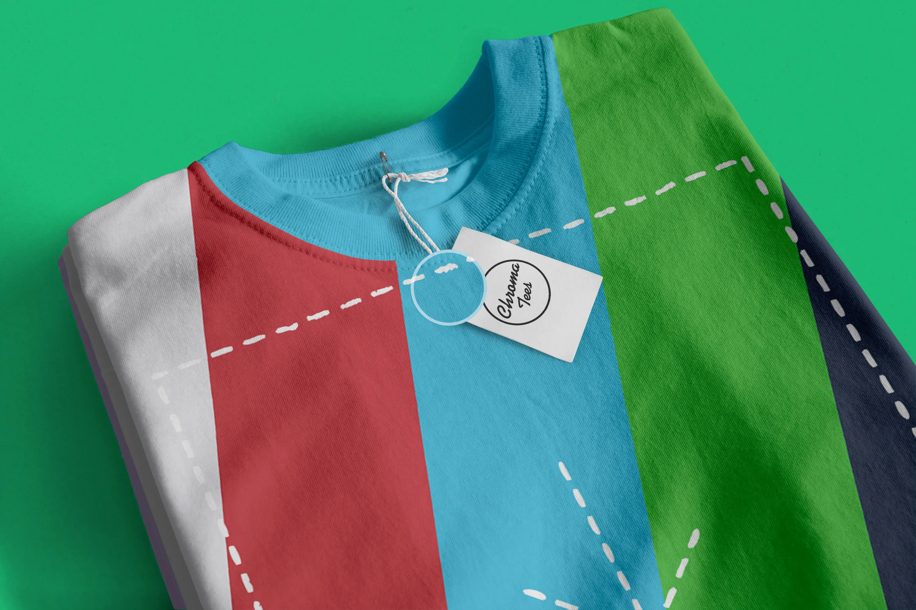 折叠T恤服装印花图案设计样机模板 Stack of Folded T-Shirts Mockup 03插图(1)