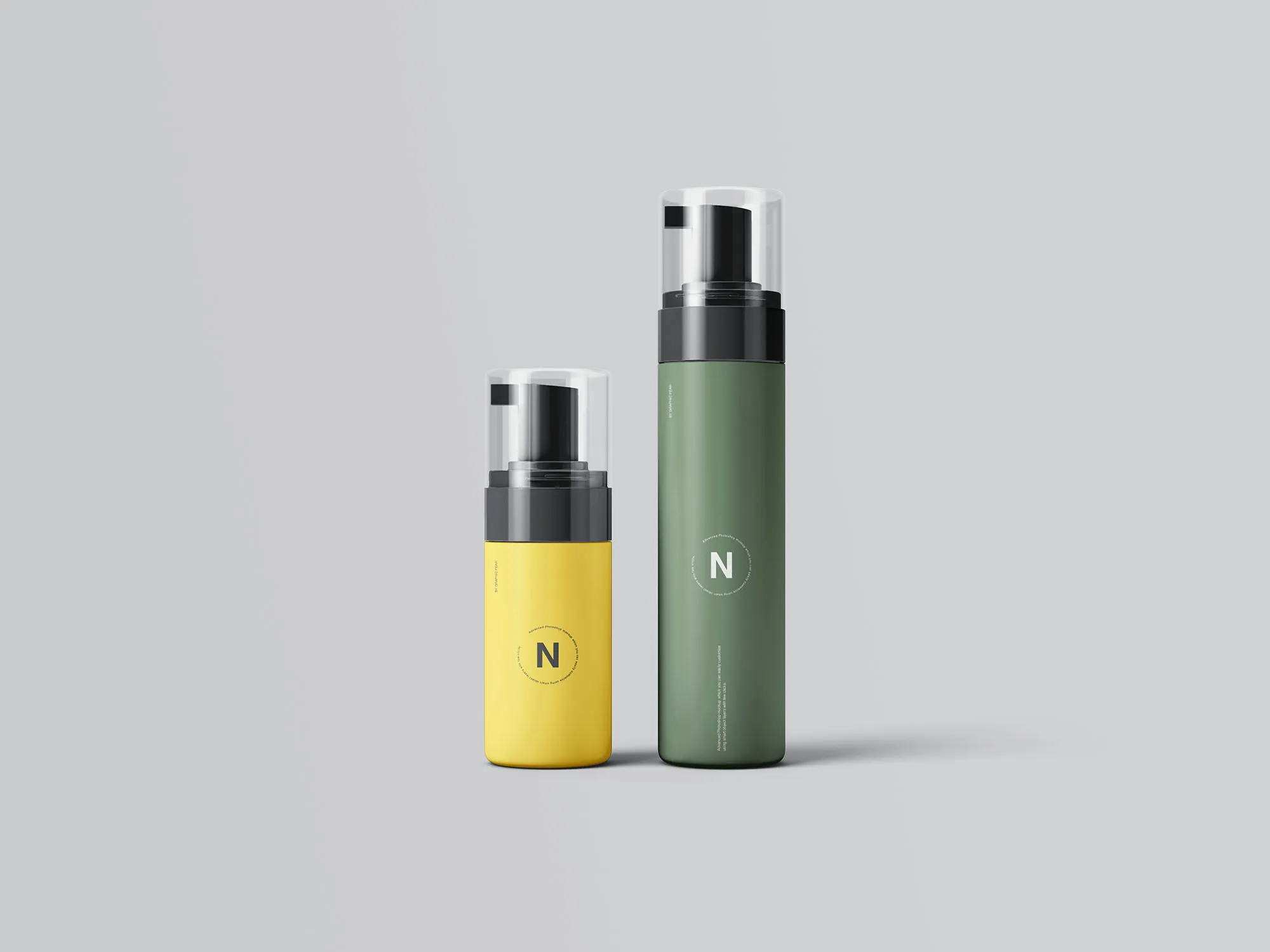 按压式化妆品护肤品瓶外观设计素材库精选模板 Cosmetic Bottles Packaging Mockup插图(3)