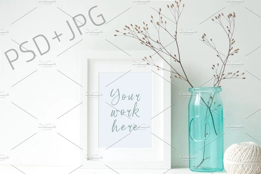 蓝色主点缀办公场景样机模板 Blue stock photo bundle插图(5)