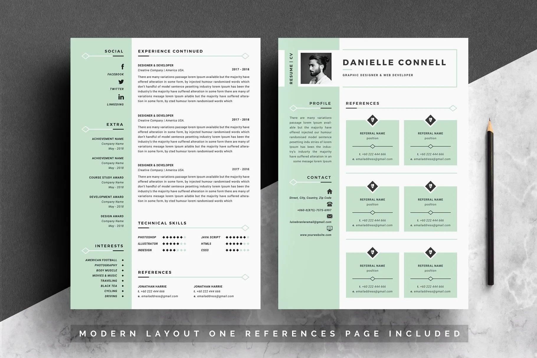 精致优雅的Word简历模板及求职信模板  Word Resume Template & Cover Letter插图(2)