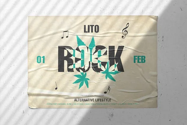 胶合效果广告海报设计样机 Poster Glued Effect Mockups插图(1)