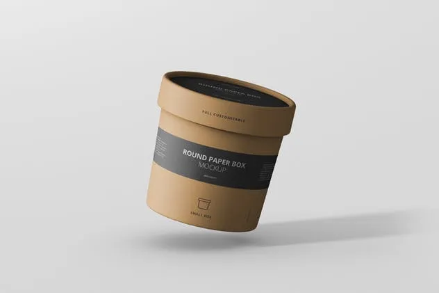 茶叶/咖啡小规格纸筒包装设计样机模板 Paper Box Mockup Round – Small Size插图(1)