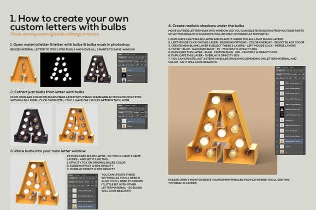 大帐篷灯泡装饰金属字体场景模板11 Marquee Light Bulbs Chaos 11 – Gold Black Letters插图(5)