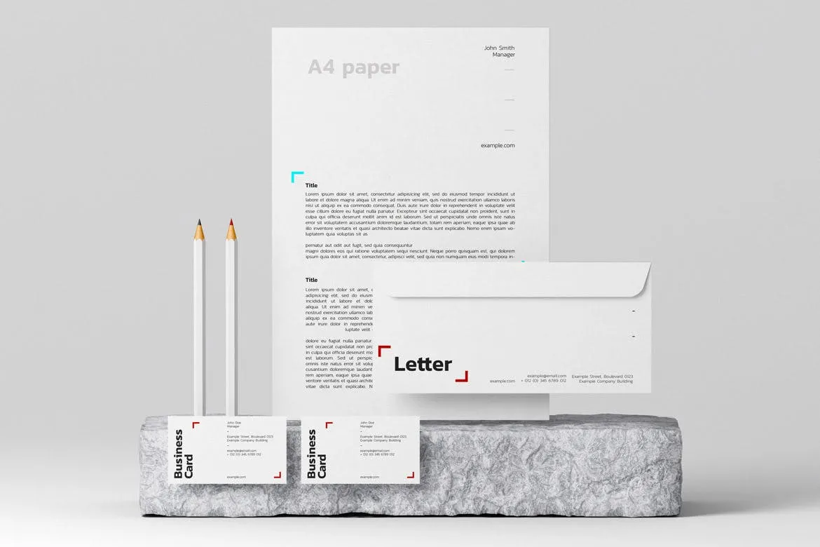 品牌VI设计常用办公用品展示素材库精选模板v3 Stationery Mock-Up Template插图(3)