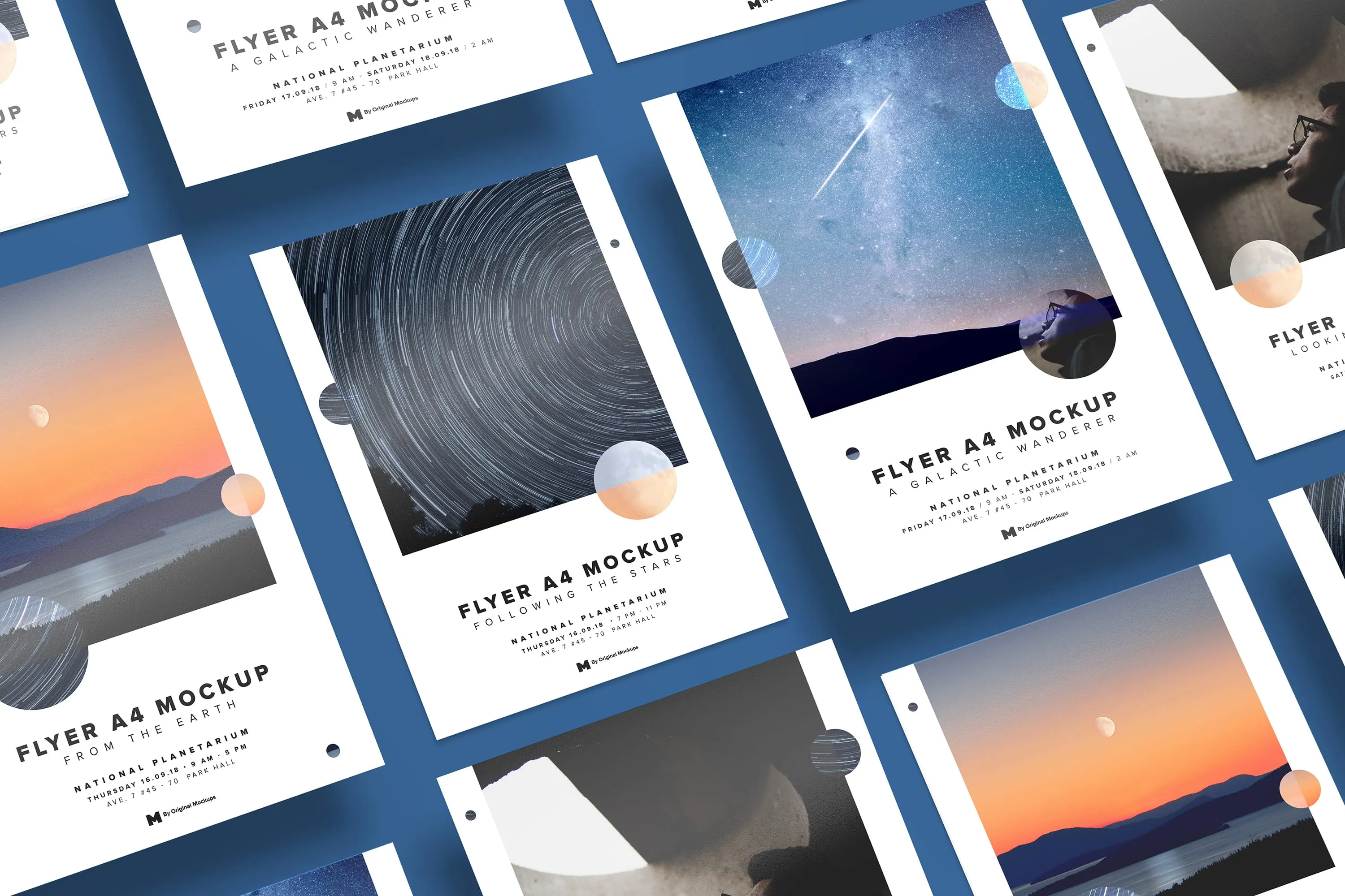 A4-A5传单设计等距网格效果图样机03 A4-A5 Flyer Mockup 03