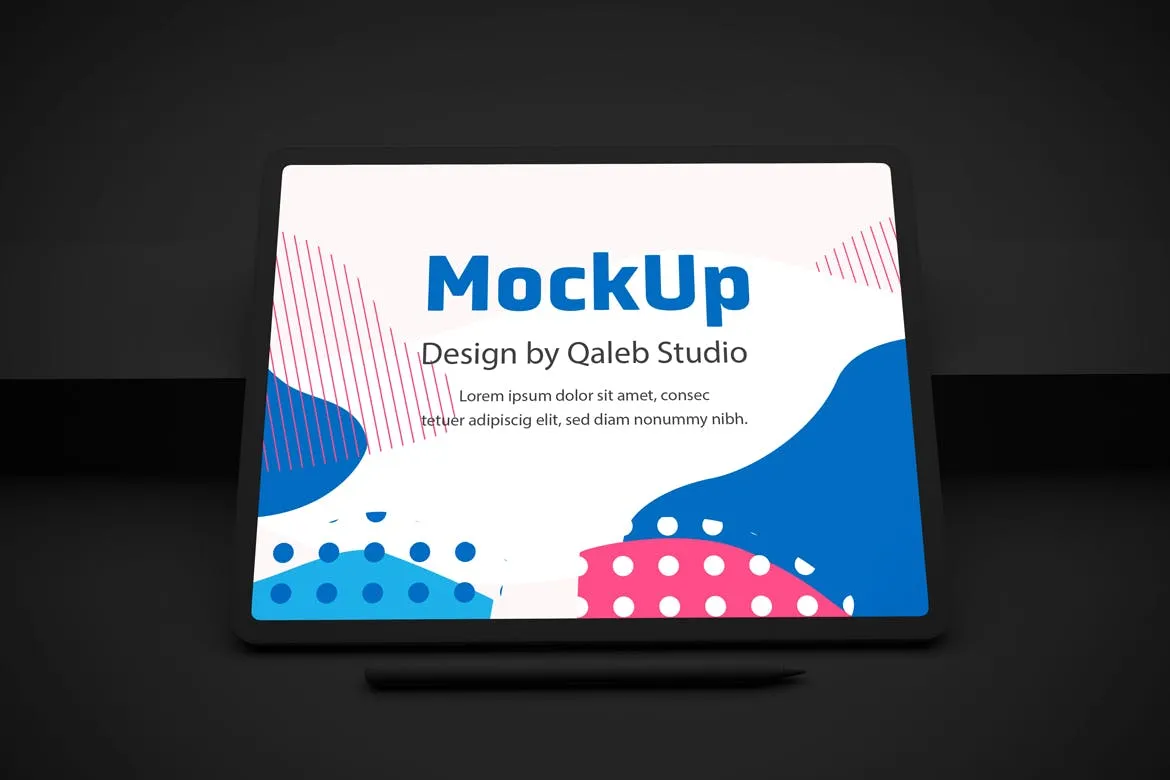 酷黑背景iPad平板电脑UI设计屏幕预览素材库精选样机模板 Dark iPad Pro V.2 Mockup插图(4)