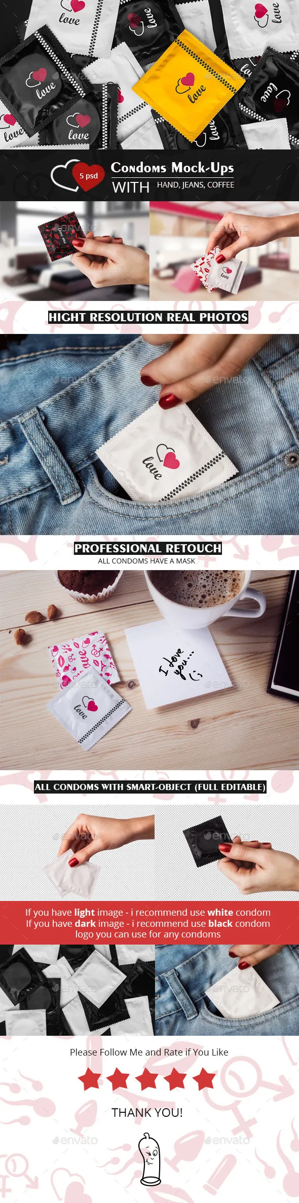 5个安全套展示模型Mockups下载[psd]