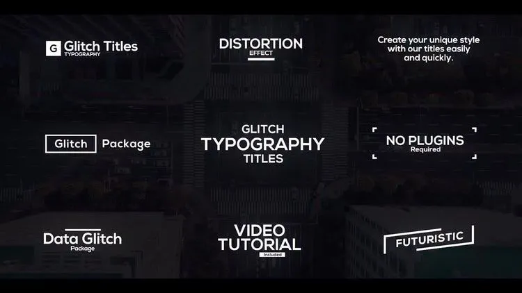 9个小故障现代标题像素设计精选AE模板