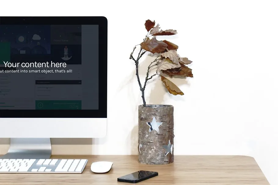 简易简约办公场景一体机电脑样机 Workspace Device PSD Mockup插图(3)