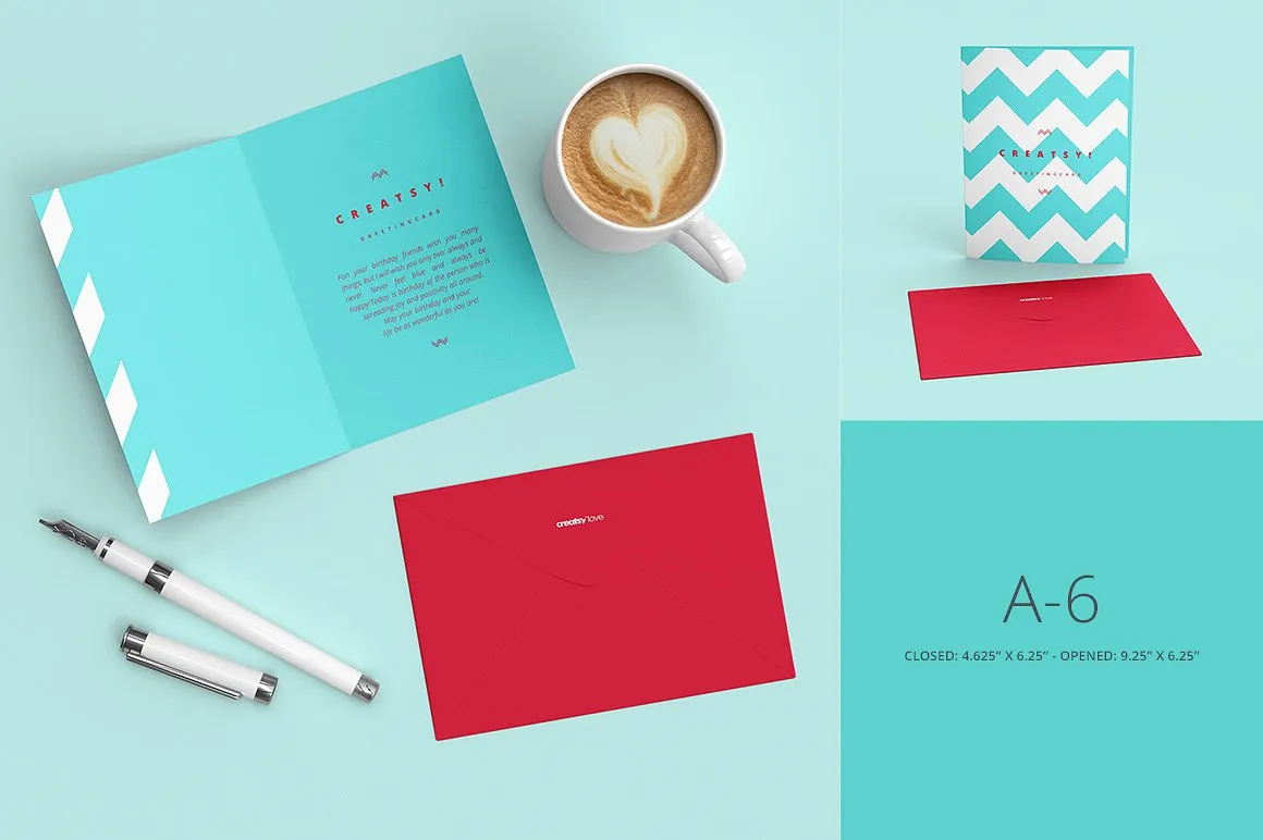 4种不同规格贺卡样机模板 Greeting Cards 4 Sizes Mockup Set插图(3)