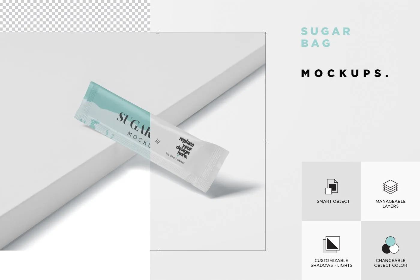 白砂糖长条包装纸袋外观设计图素材库精选 Sugar Bag Mockup – Slim Rectangle插图(5)