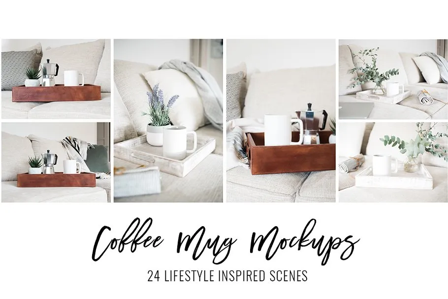 咖啡马克杯样机模板 Coffee Mug Mockup Stock Photo Bundle插图(2)