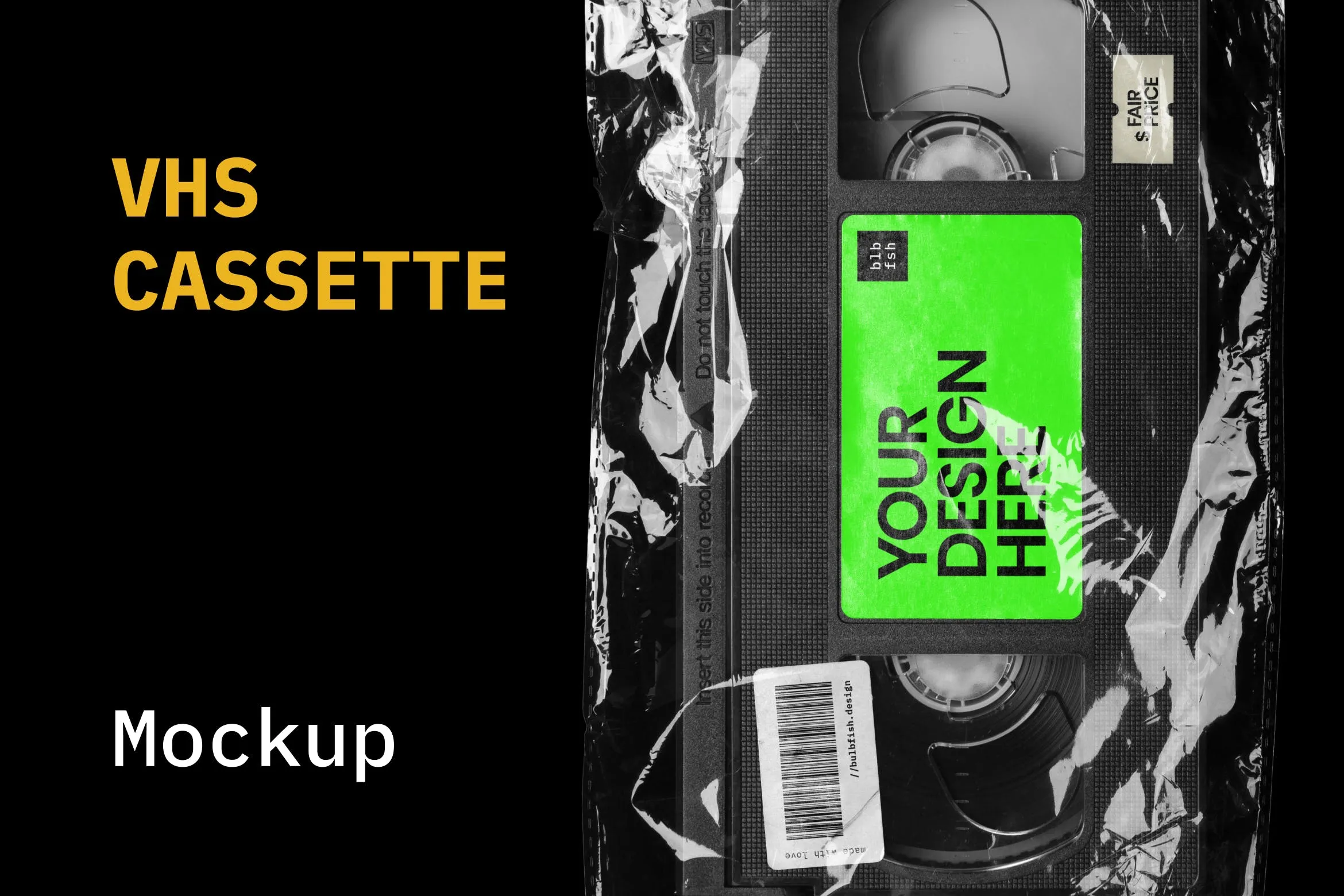 VHS磁带设计效果图像素设计精选样机 VHS Cassette Mockup