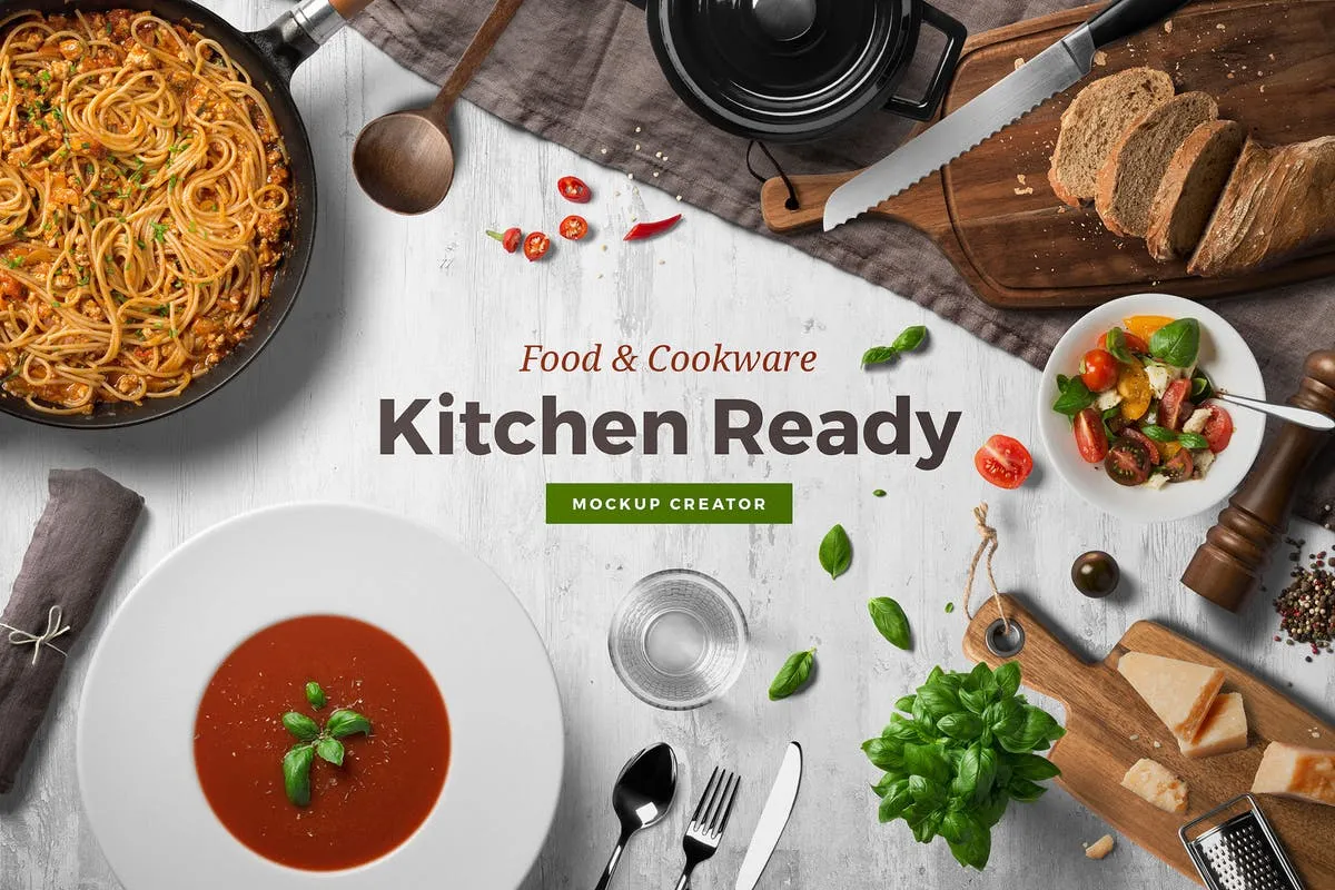 美食厨房场景样机生成器Vol.3 Kitchen Ready Mockup Vol. 3插图