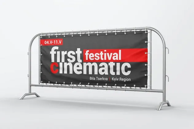 3D护栏Banner广告海报样机 Barrier Banner Mockup插图(5)